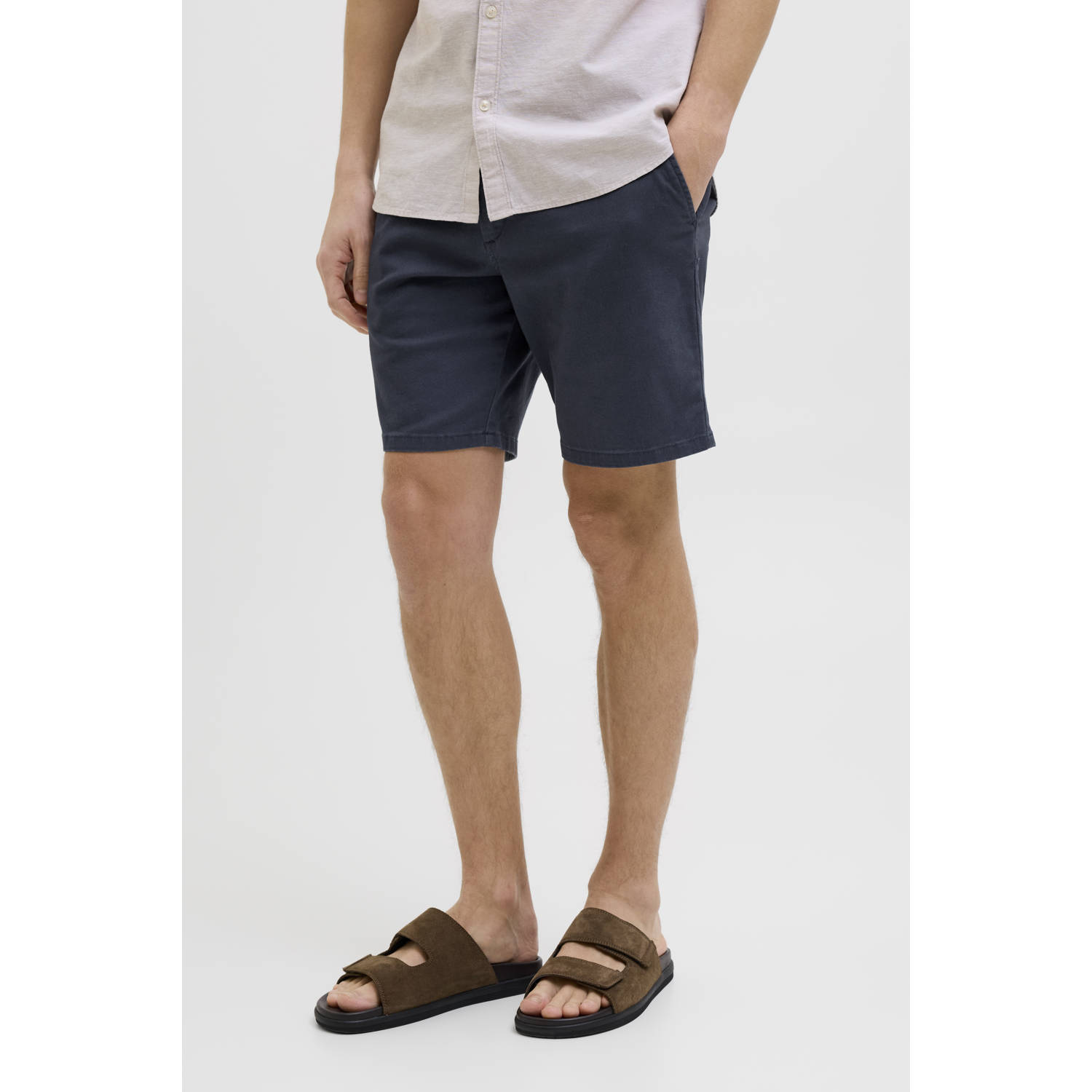 JJ REBEL regular chino short donkerblauw
