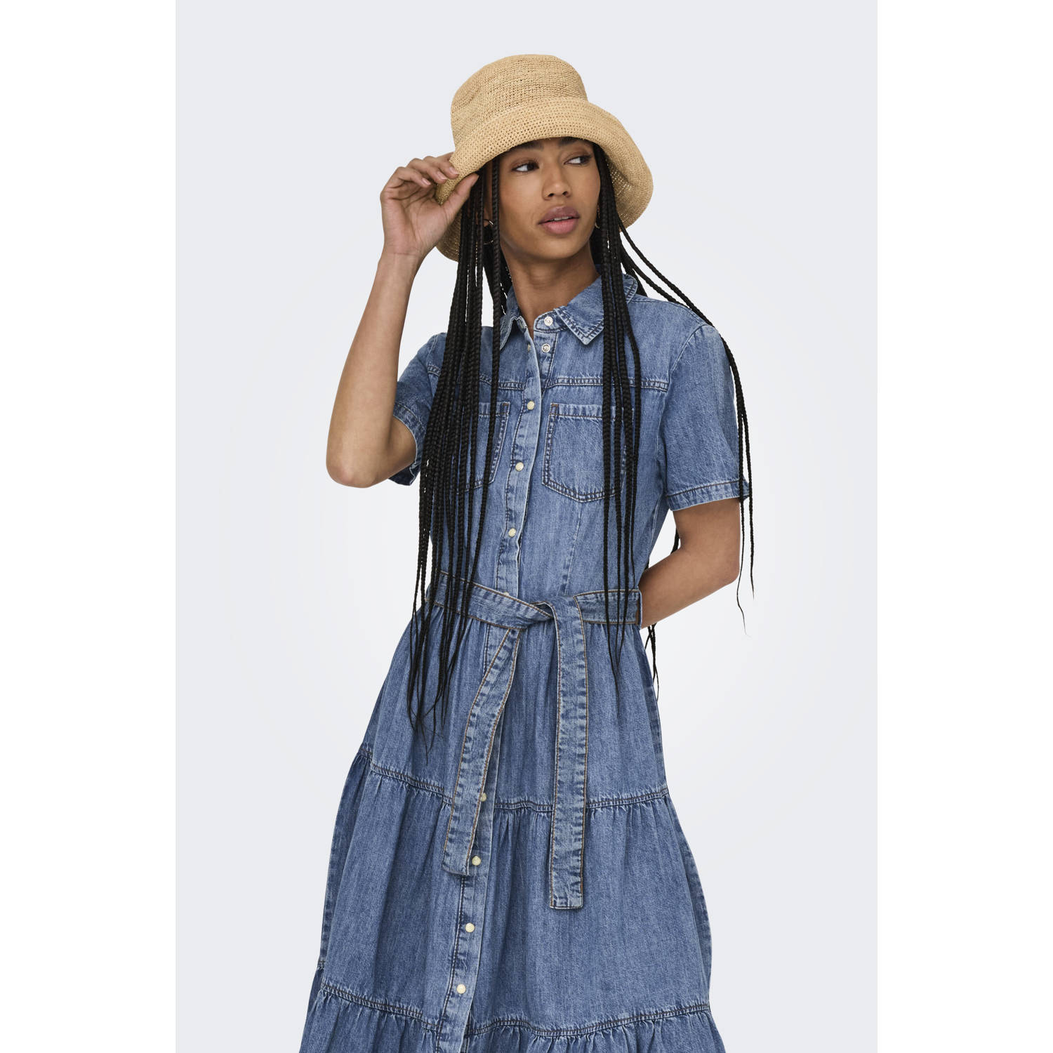 ONLY denim spijkerjurk medium blue denim