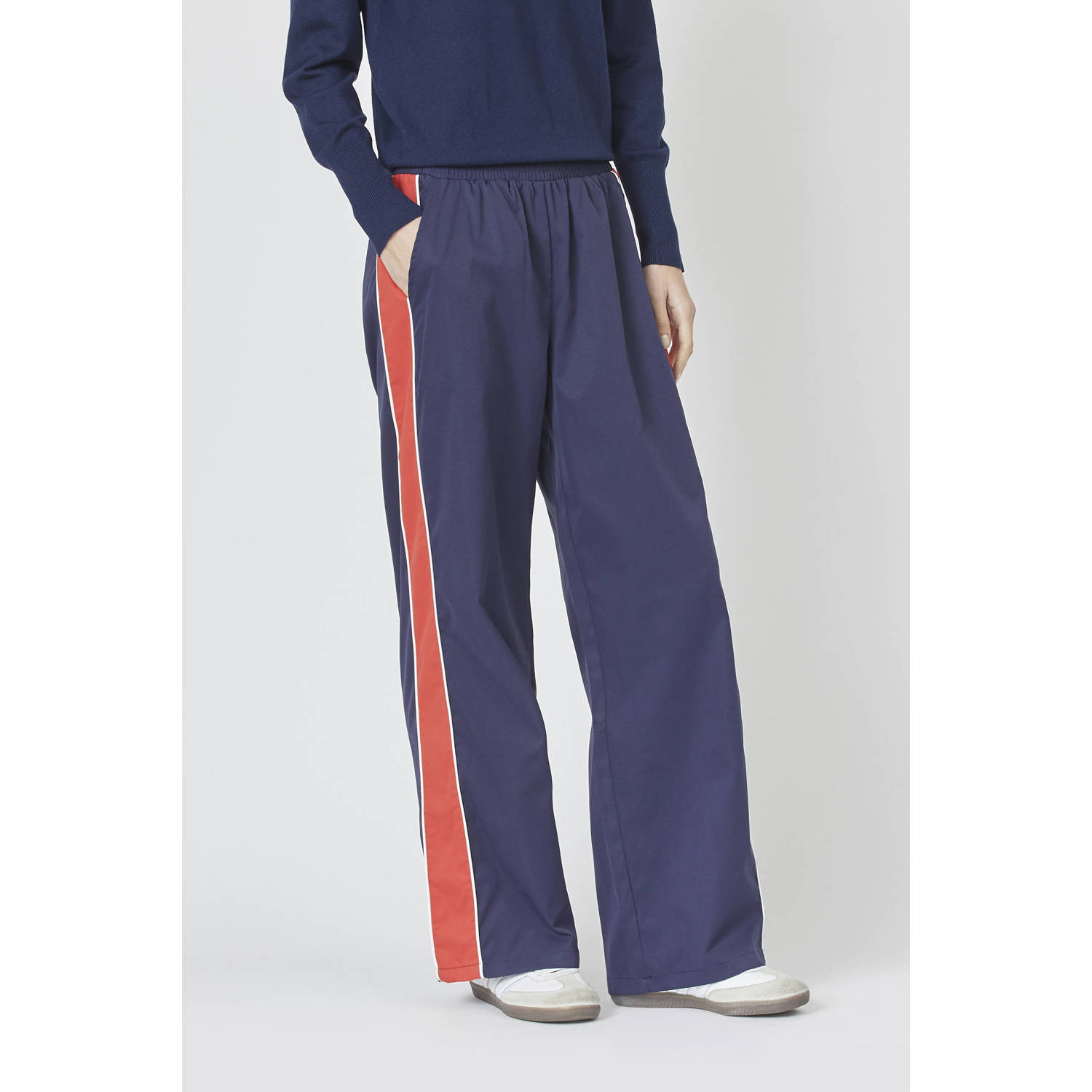 SisterS Point wide leg regular waist broek donkerblauw