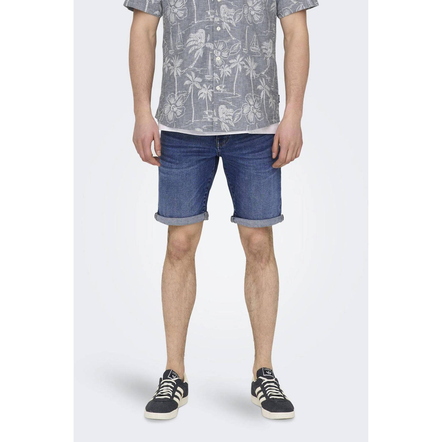 ONLY & SONS regular denim short ONSPLY dark blue denim