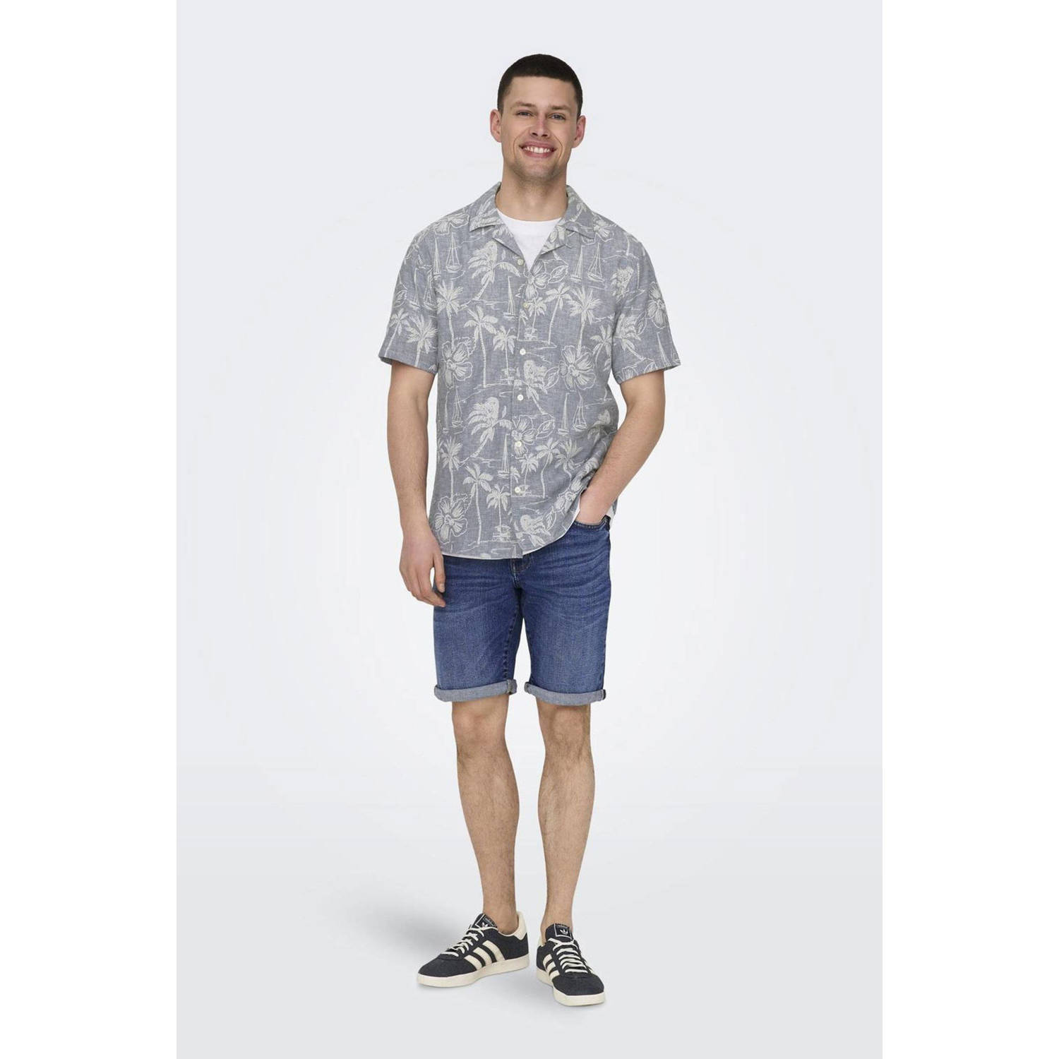 ONLY & SONS regular denim short ONSPLY dark blue denim