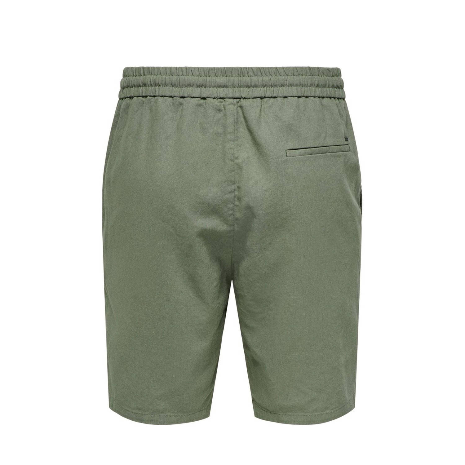 ONLY & SONS linnen loose fit short groen