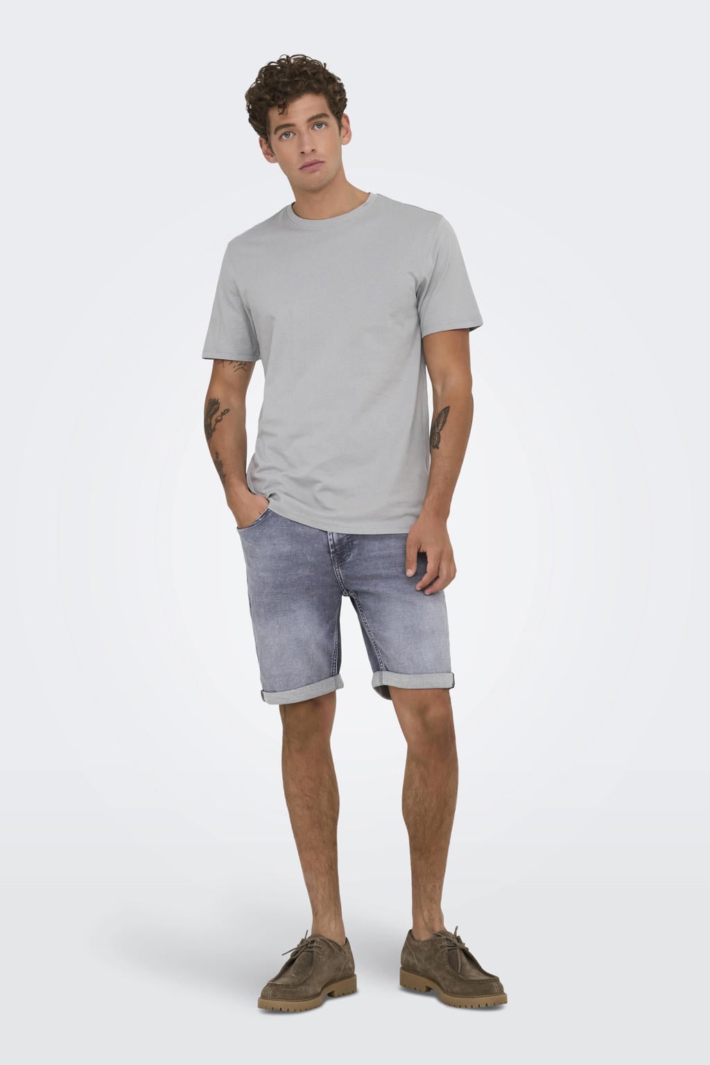 ONLY & SONS regular denim short ONSPLY medium grey denim