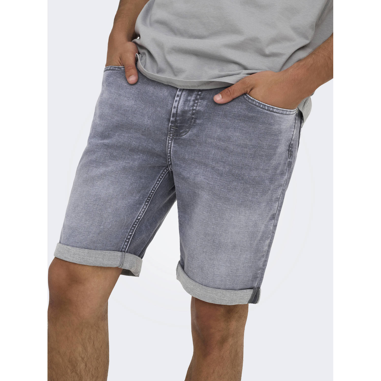 ONLY & SONS regular denim short ONSPLY medium grey denim