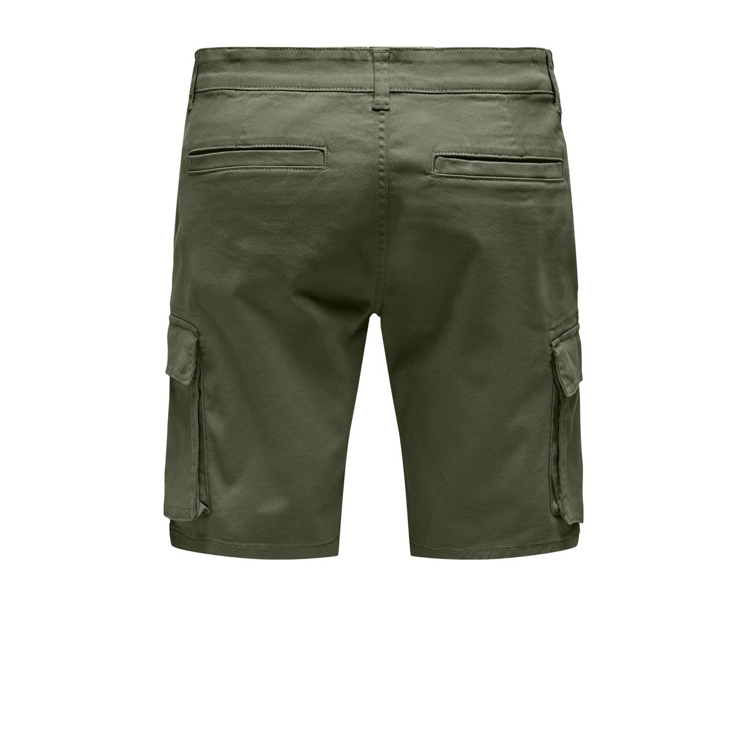ONLY & SONS regular cargo short donkergroen