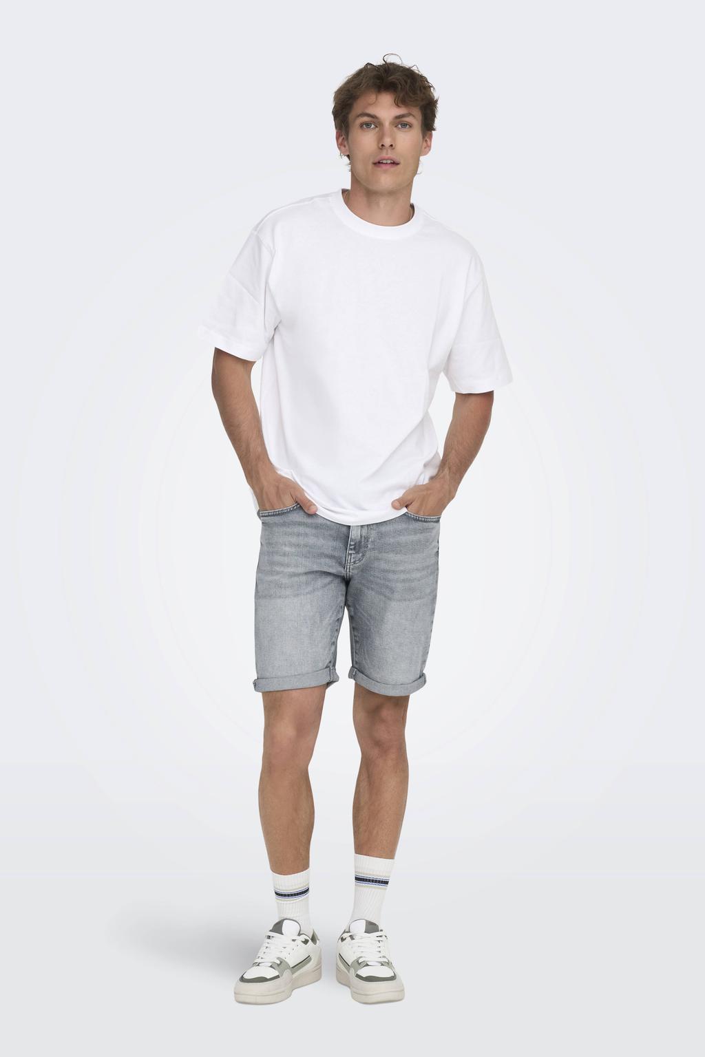 ONLY & SONS regular fit denim short ONSPLY medium grey denim