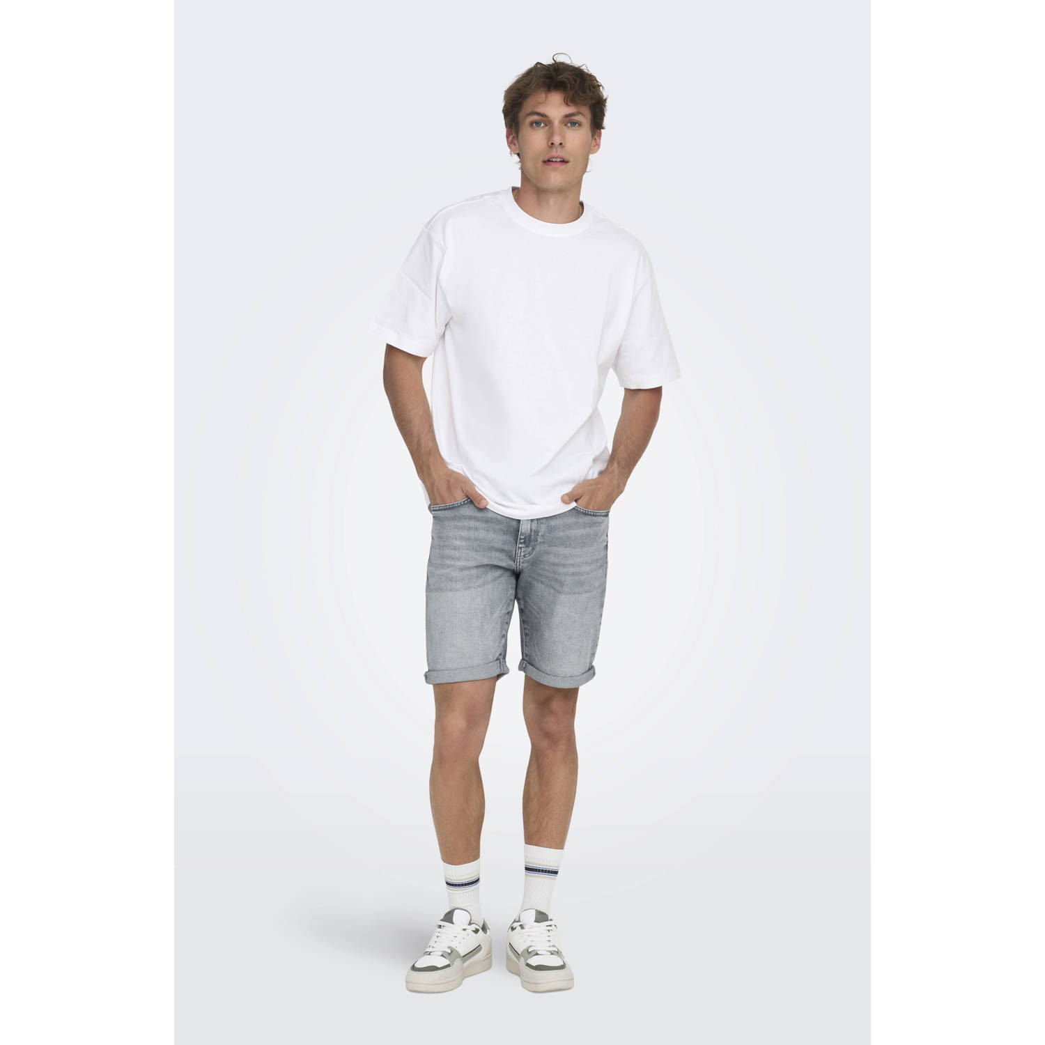 ONLY & SONS regular fit denim short ONSPLY medium grey denim