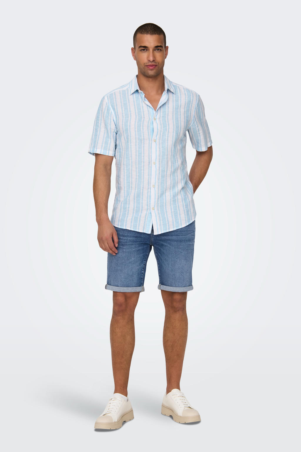 ONLY & SONS regular denim short ONSPLY light blue denim