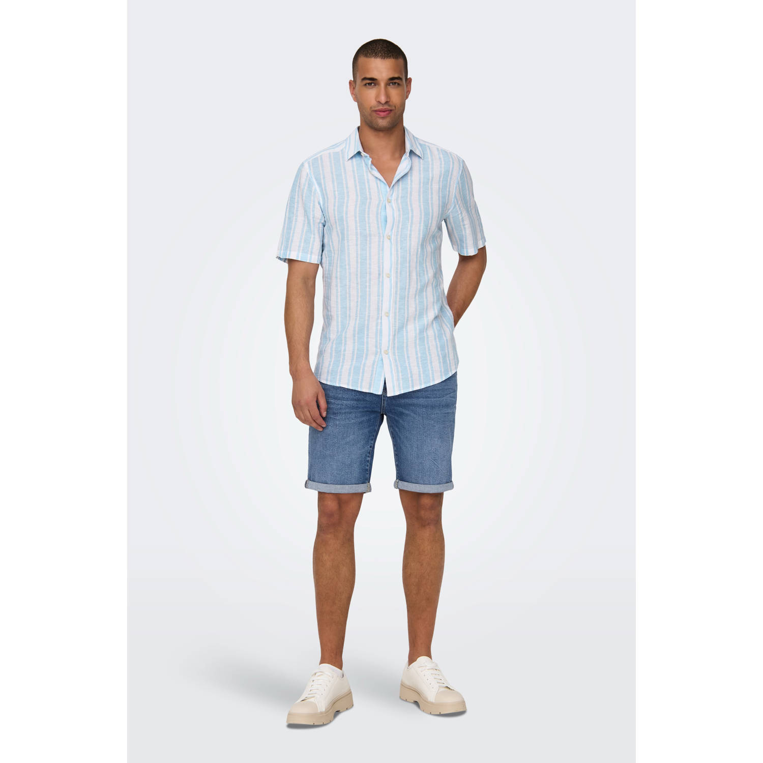 ONLY & SONS regular denim short ONSPLY light blue denim