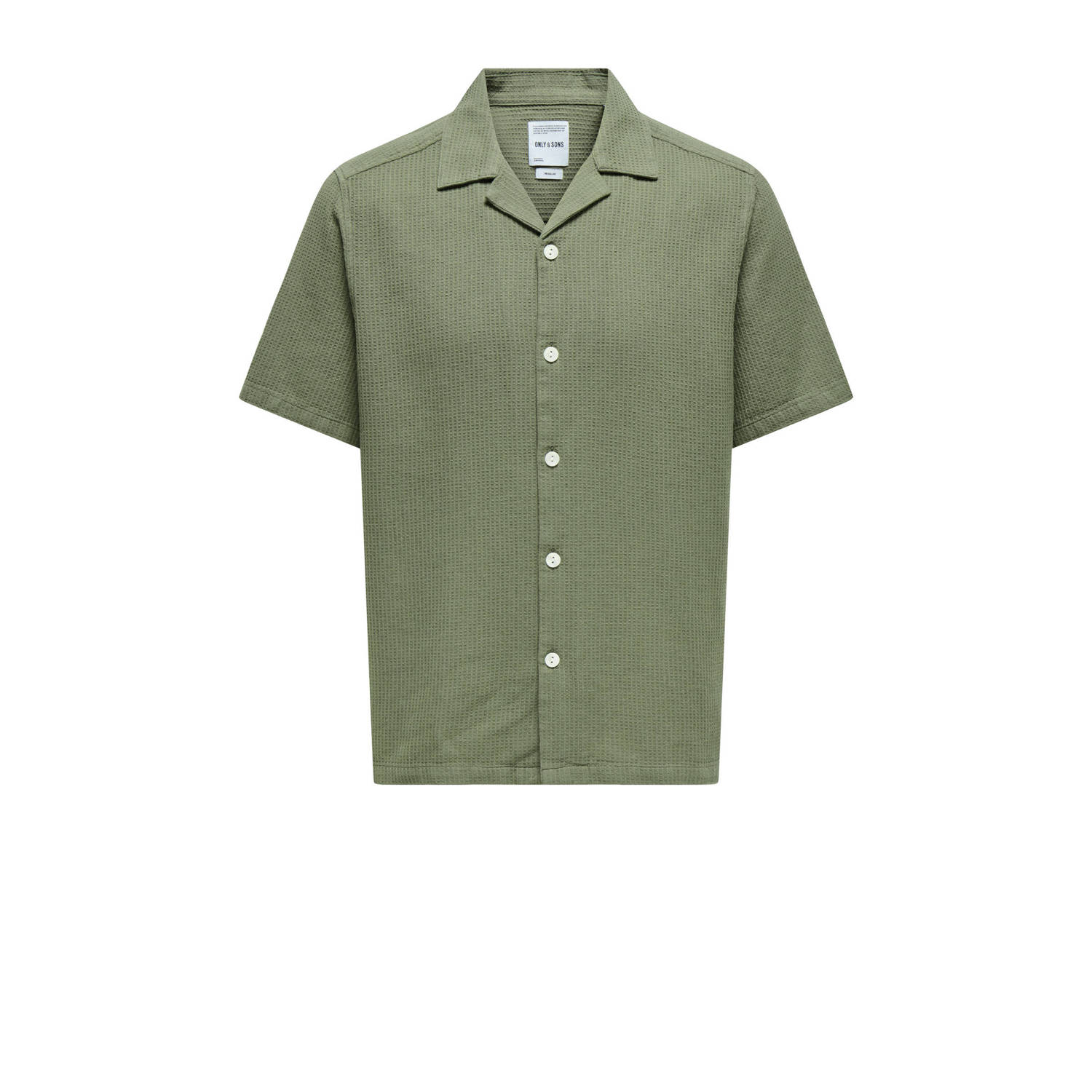 ONLY & SONS regular fit overhemd ONSBERTIL WAFFLE groen
