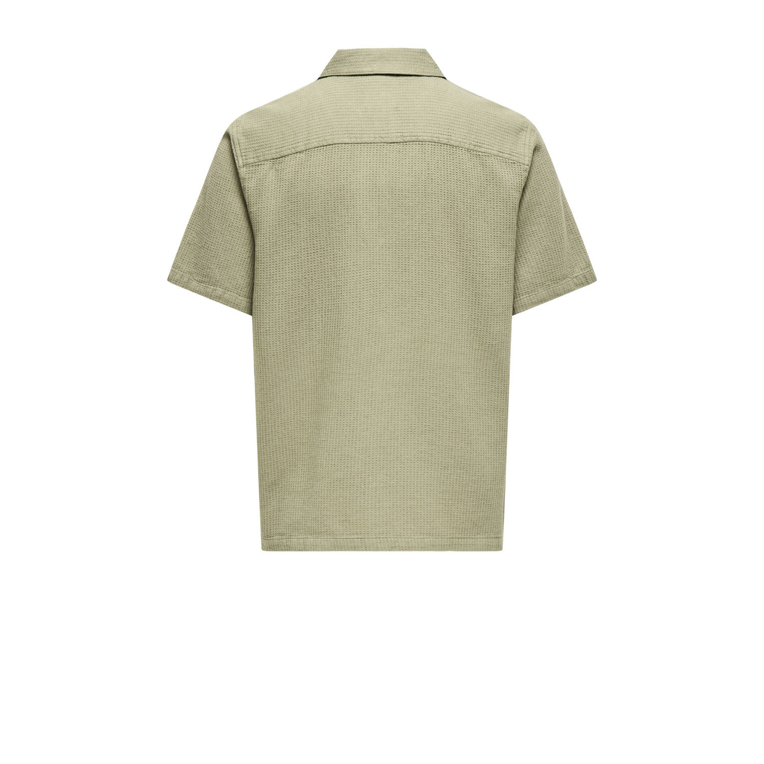 ONLY & SONS regular fit overhemd ONSBERTIL WAFFLE lichtkaki