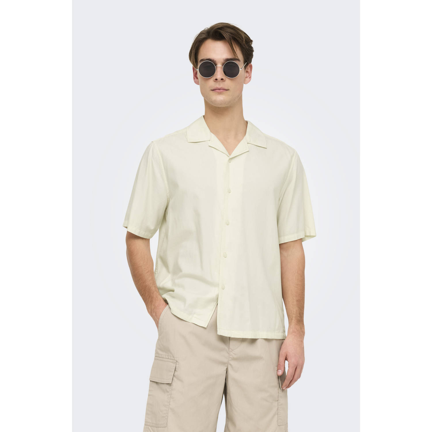 ONLY & SONS casual overhemd ecru