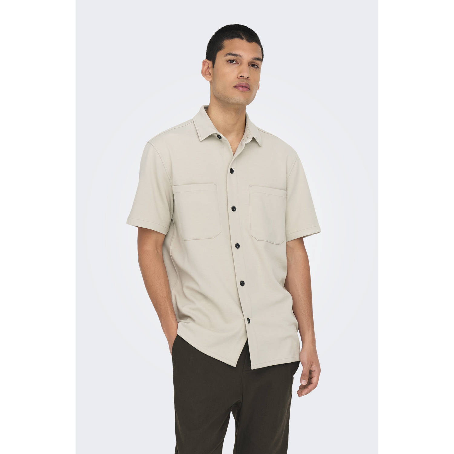 ONLY & SONS casual overhemd beige