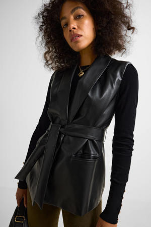 imitatieleren gilet zwart