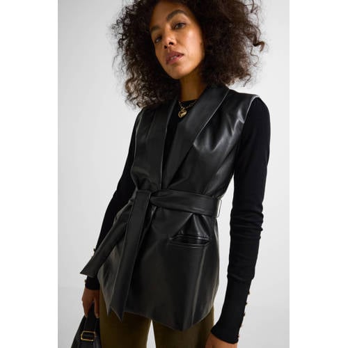Ruby imitatieleren gilet zwart afbeelding