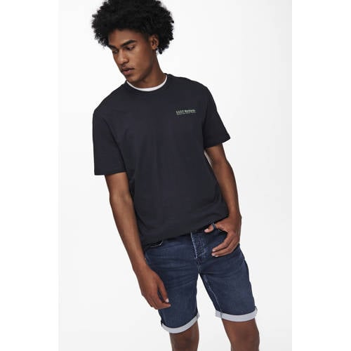 ONLY & SONS regular denim short ONSPLY dark blue denim afbeelding