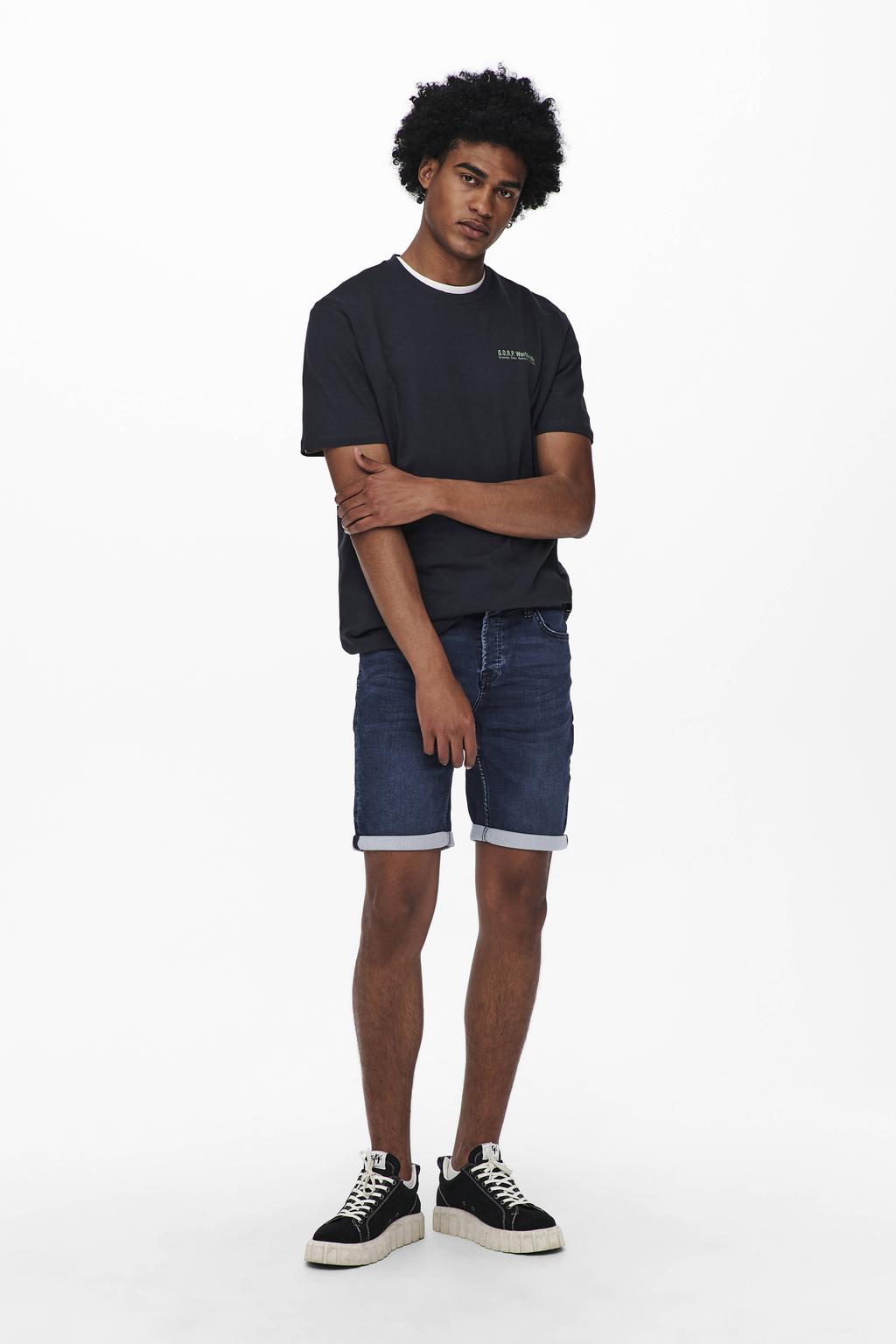 ONLY & SONS regular denim short ONSPLY dark blue denim