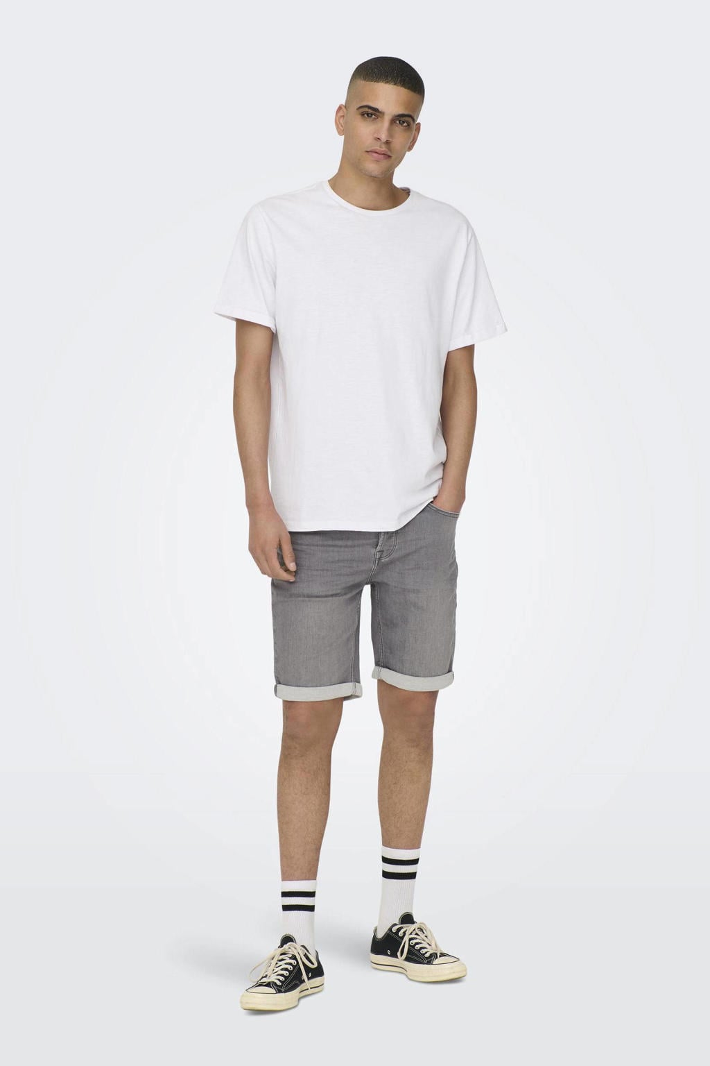 ONLY & SONS regular fit denim short ONSPLY grey denim