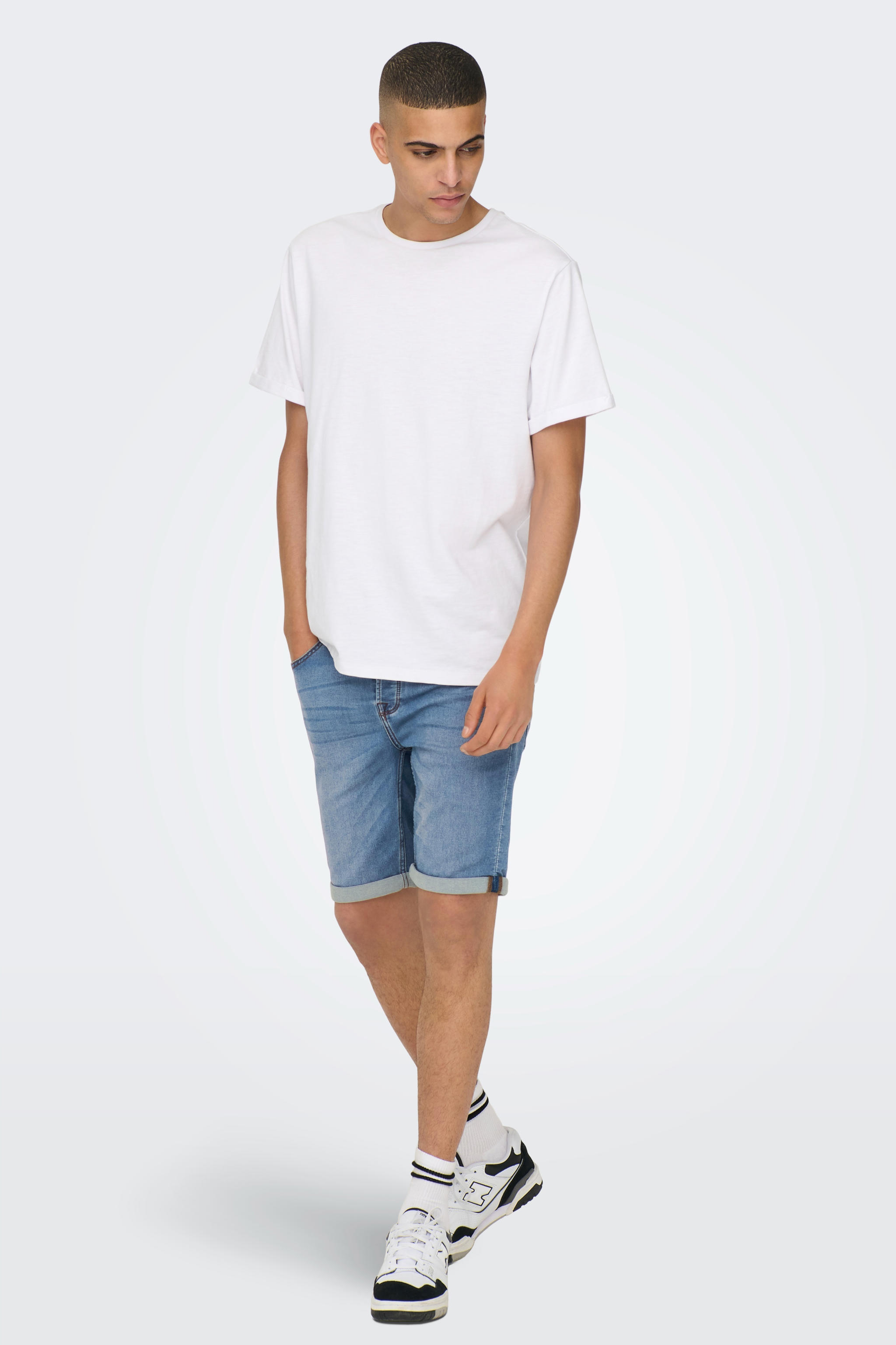 Denim Da Uomo Regular Fit Estate Mezza Pant Pantaloncini Da Uomo