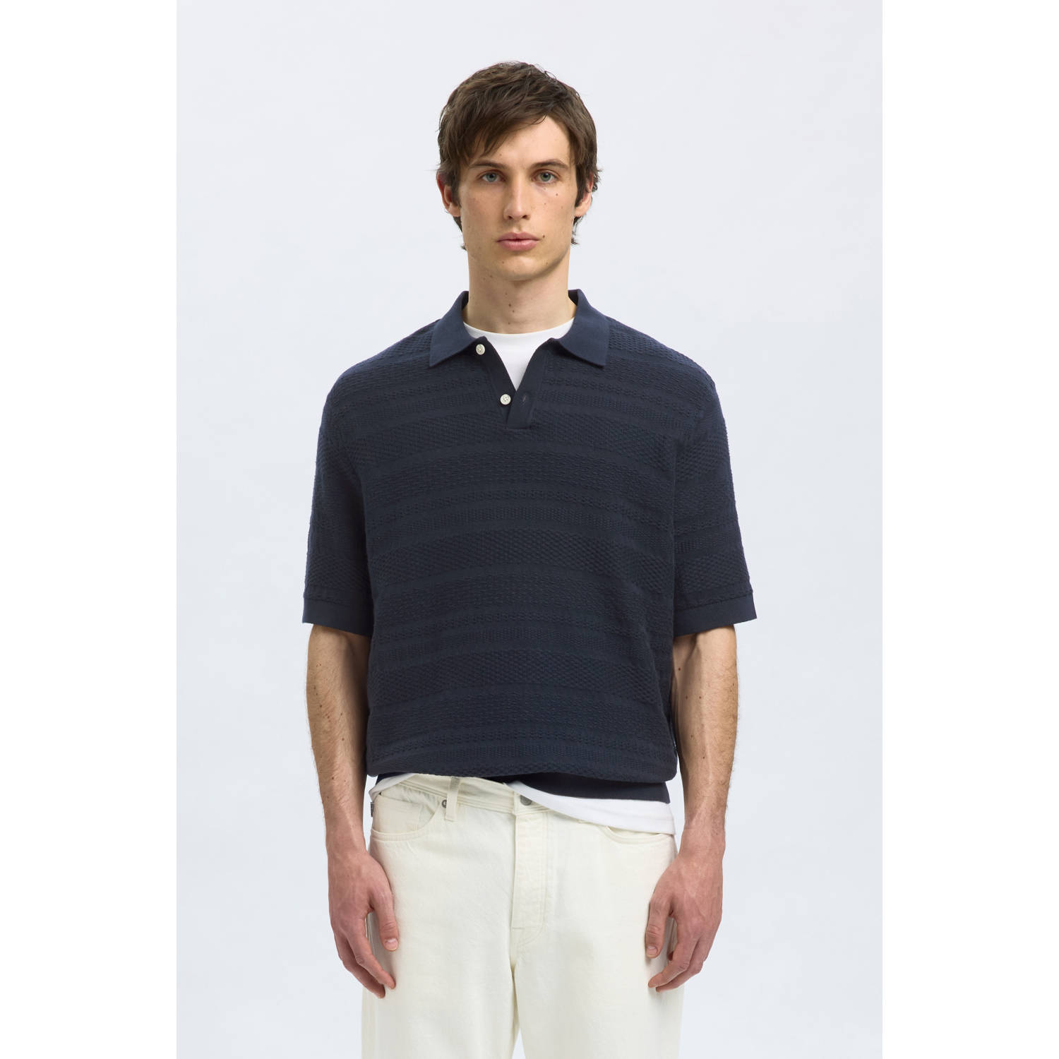 Selected Homme Relaxed fit poloshirt van puur katoen model 'FOAM'