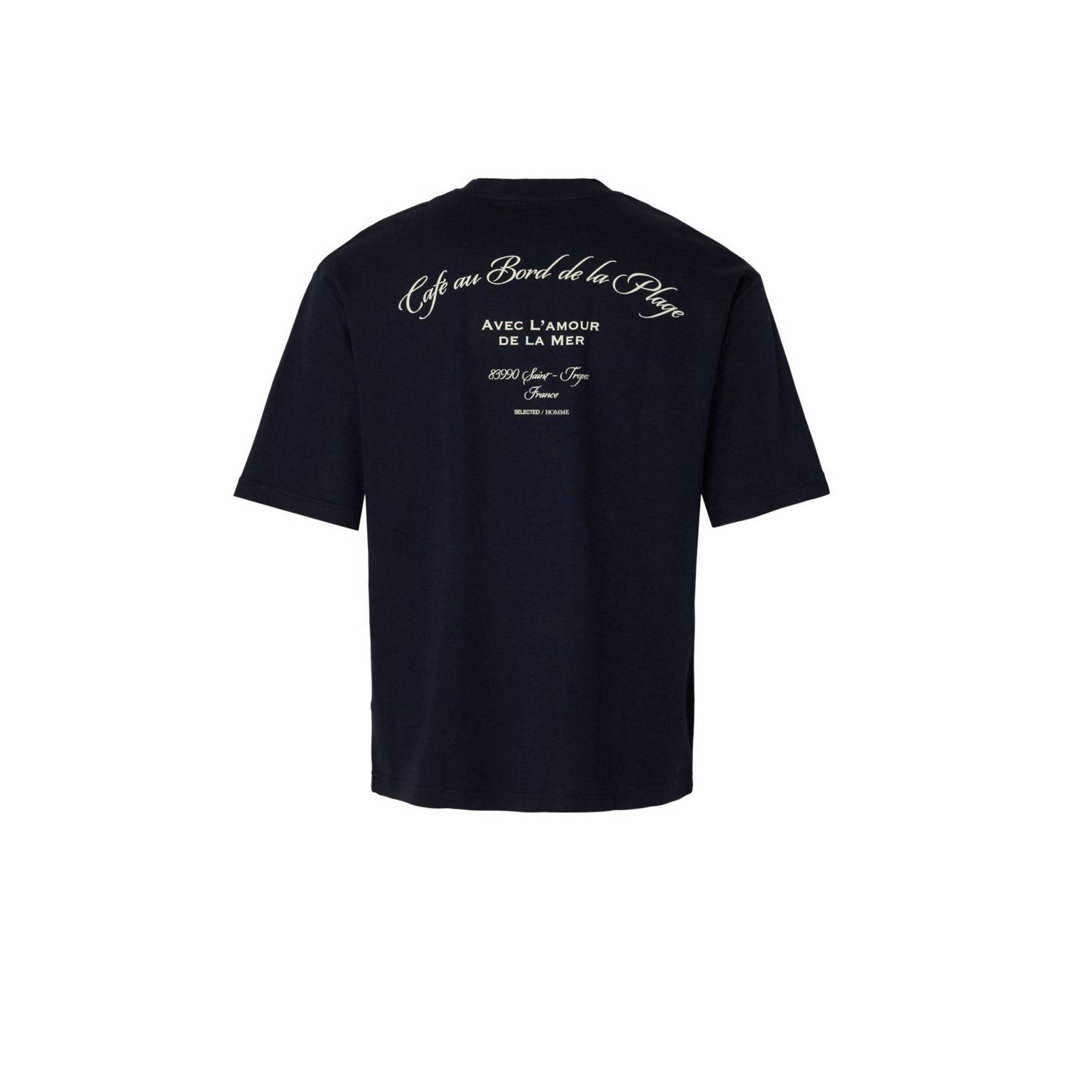 SELECTED HOMME relxed T-shirt SLHLOOSEOSCAR donkerblauw