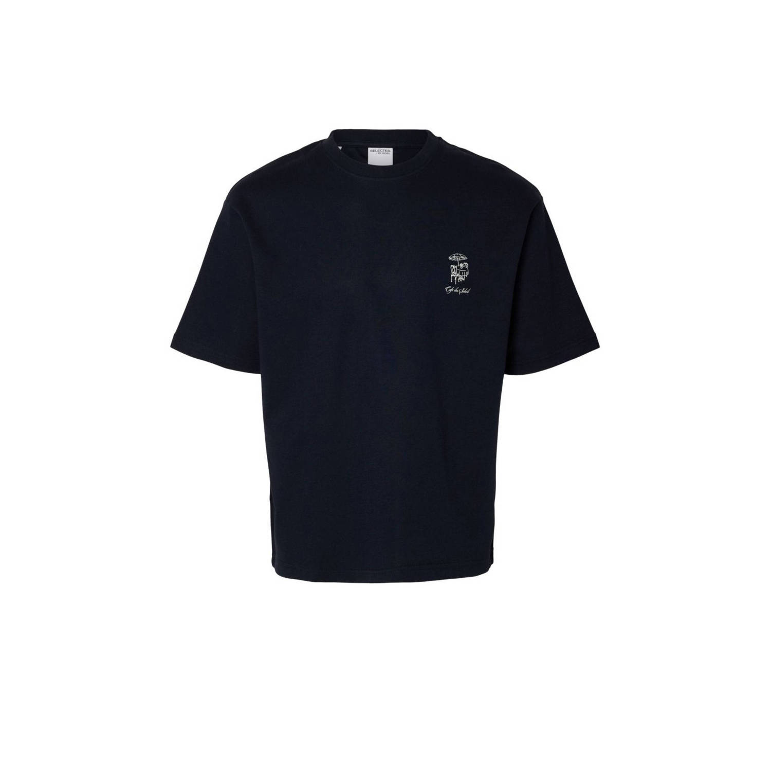 SELECTED HOMME relxed T-shirt SLHLOOSEOSCAR donkerblauw