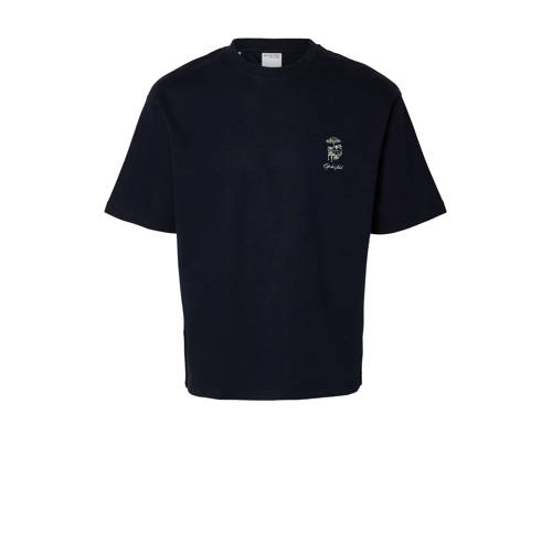 SELECTED HOMME relxed T-shirt SLHLOOSEOSCAR donkerblauw afbeelding