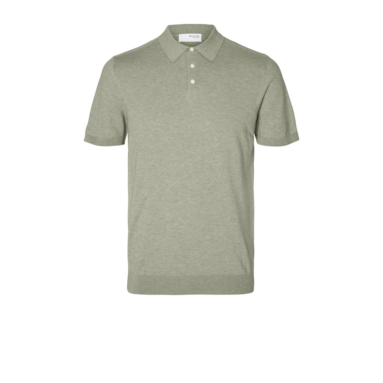 SELECTED HOMME regular polo SLHBERG fijn gebreid groen