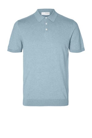 regular polo fijn gebreid lichtblauw