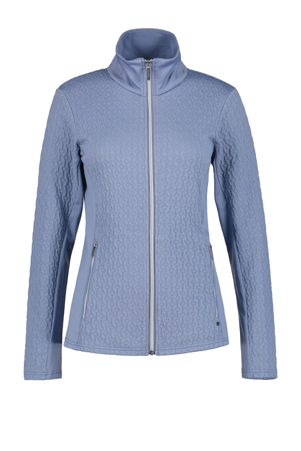 Lichtblauwe dames Luhta vest Engelsby met effen, lange mouwen, opstaande kraag en ritssluiting
