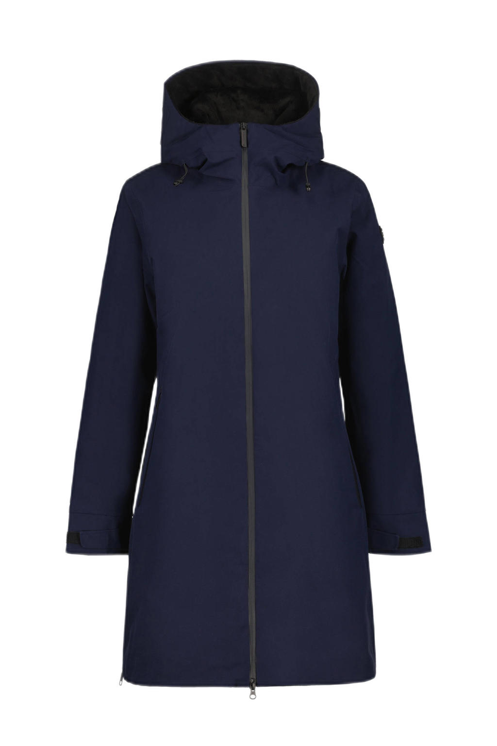 Donkerblauwe dames Luhta jas van polyester met lange mouwen en capuchon