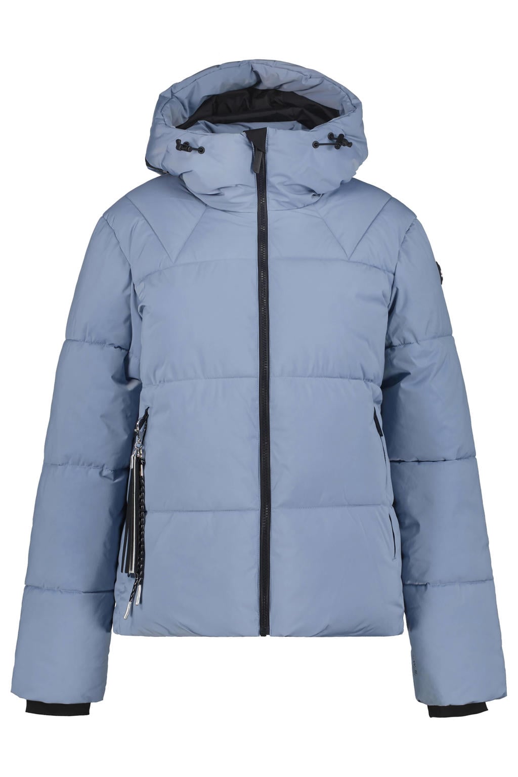 Blauwe dames Luhta jas Eiriken van polyester met effen, lange mouwen, capuchon en rits met windvanger