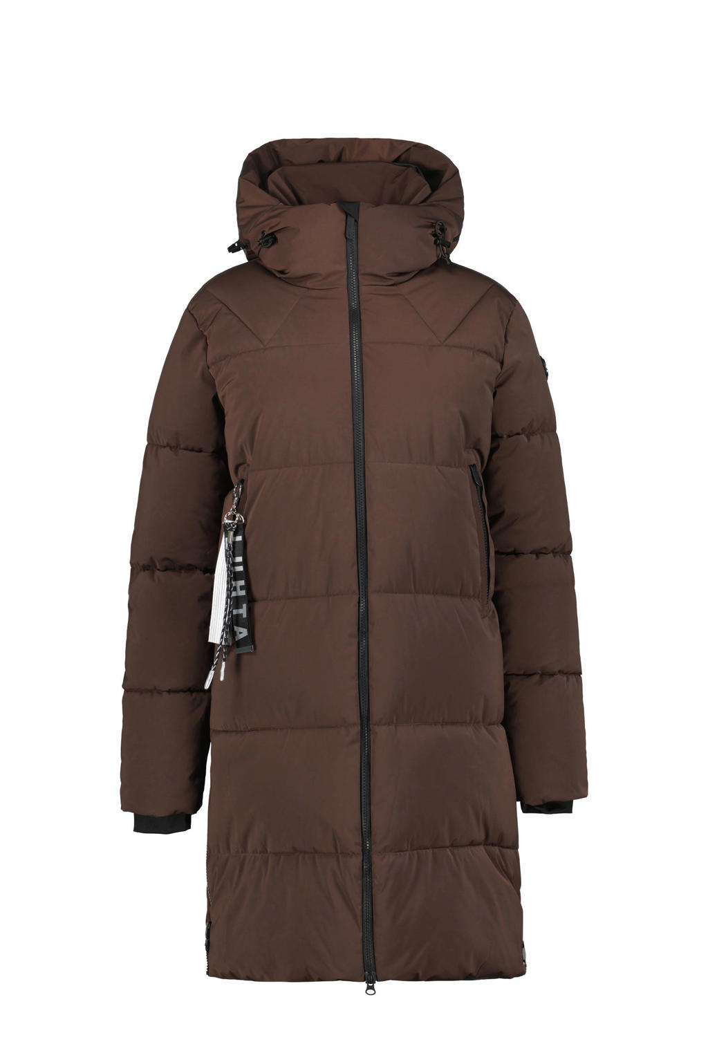 Donkerblauwe dames Luhta jas Eisele van polyester met lange mouwen, capuchon en ritssluiting