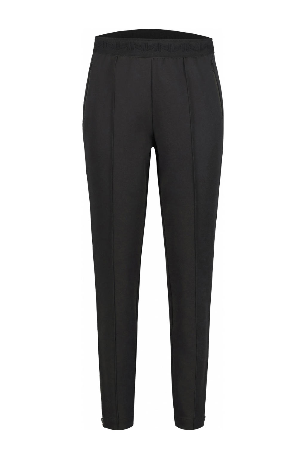 Zwarte dames Luhta broek Anniala van polyamide met regular waist en elastische tailleband