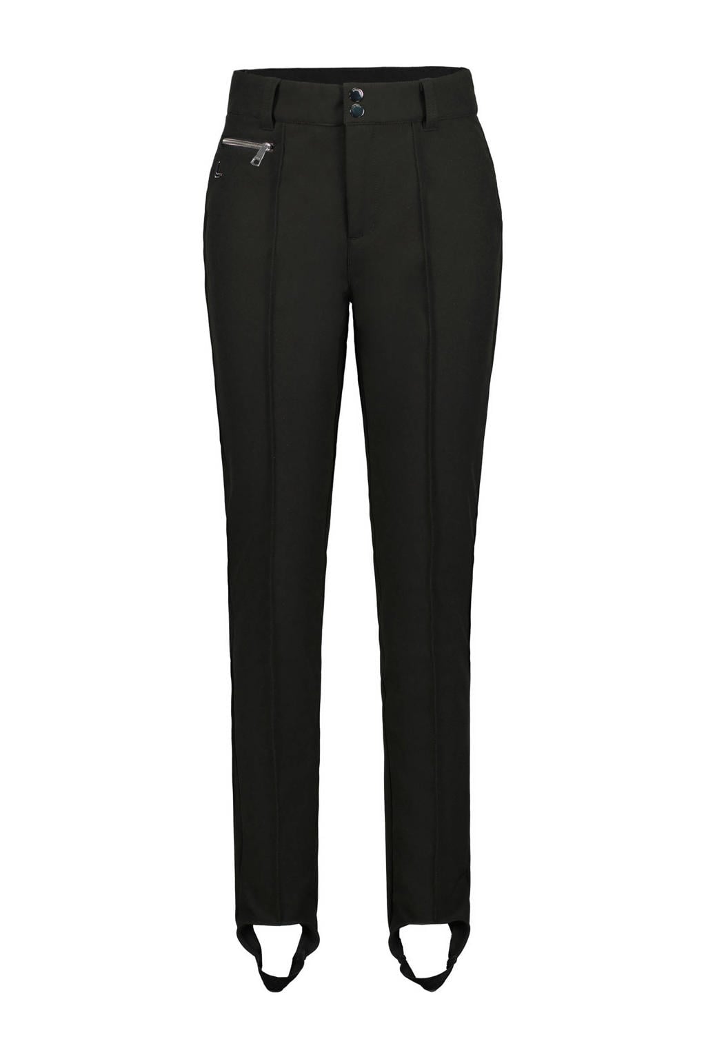 Zwarte dames Luhta skibroek Joentaka van softshell materiaal met ritssluiting en effen