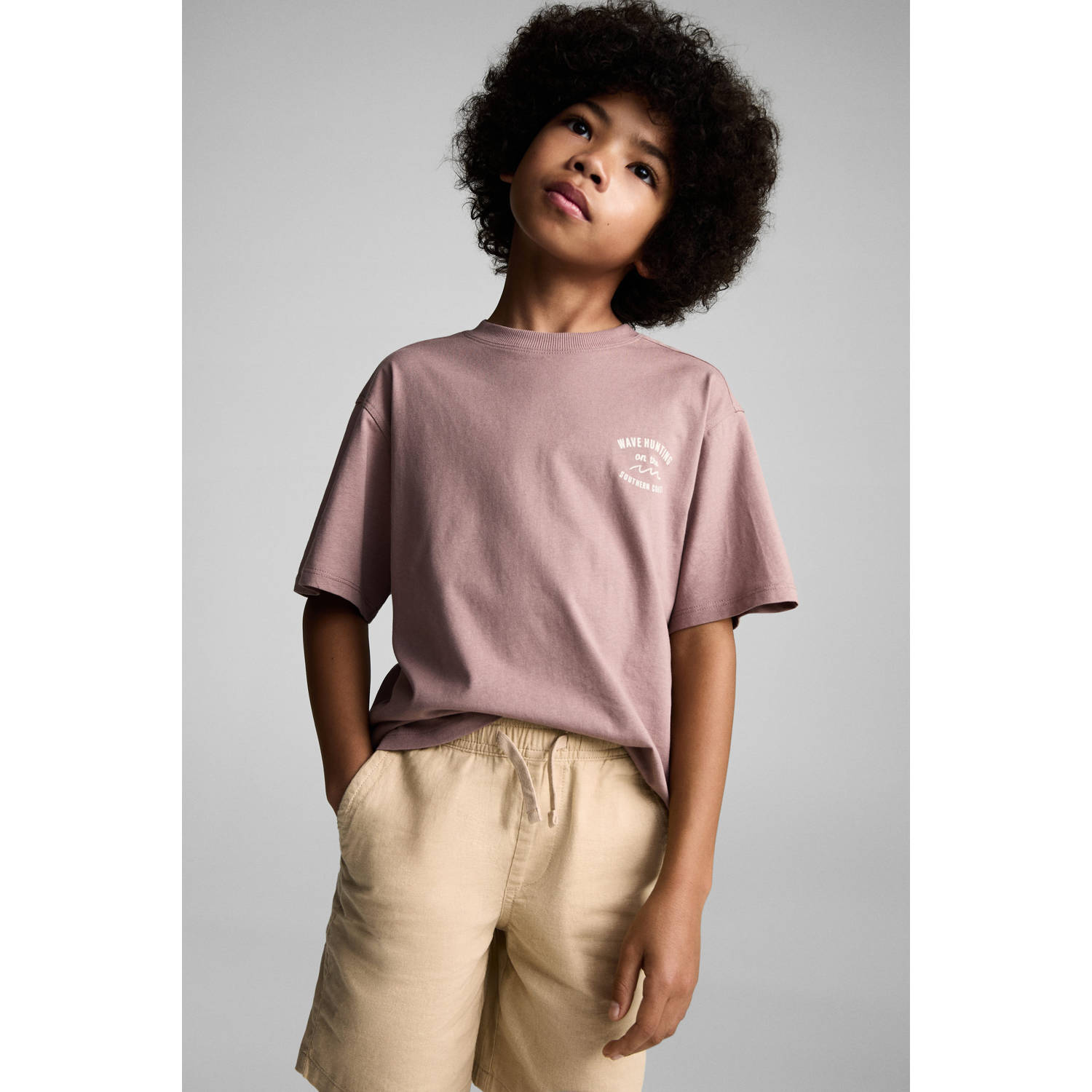 Mango Kids linnen casual short beige