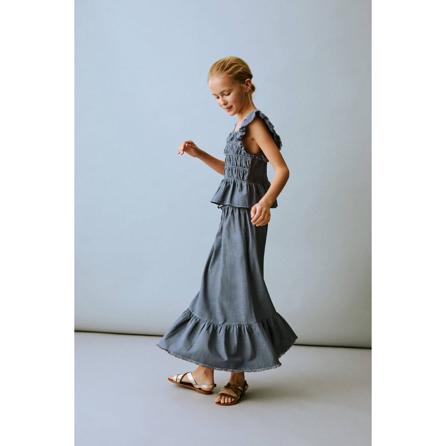 Mango Kids mouwloze top donkerblauw