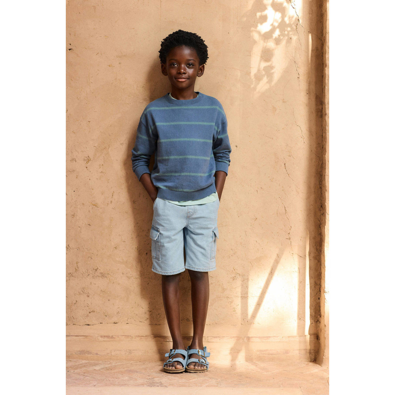 Mango Kids denim short light blue denim