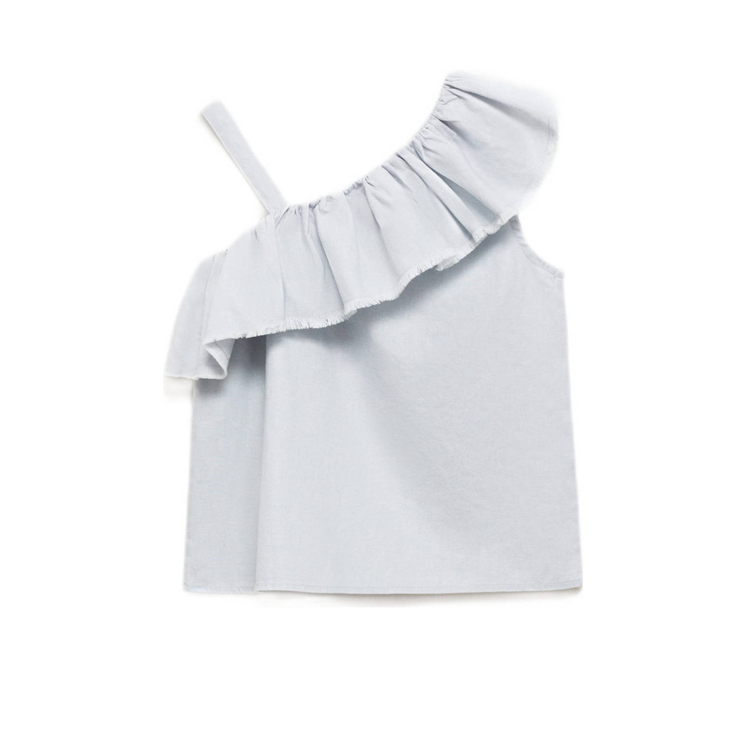 Mango Kids linnen one shoulder top lichtblauw