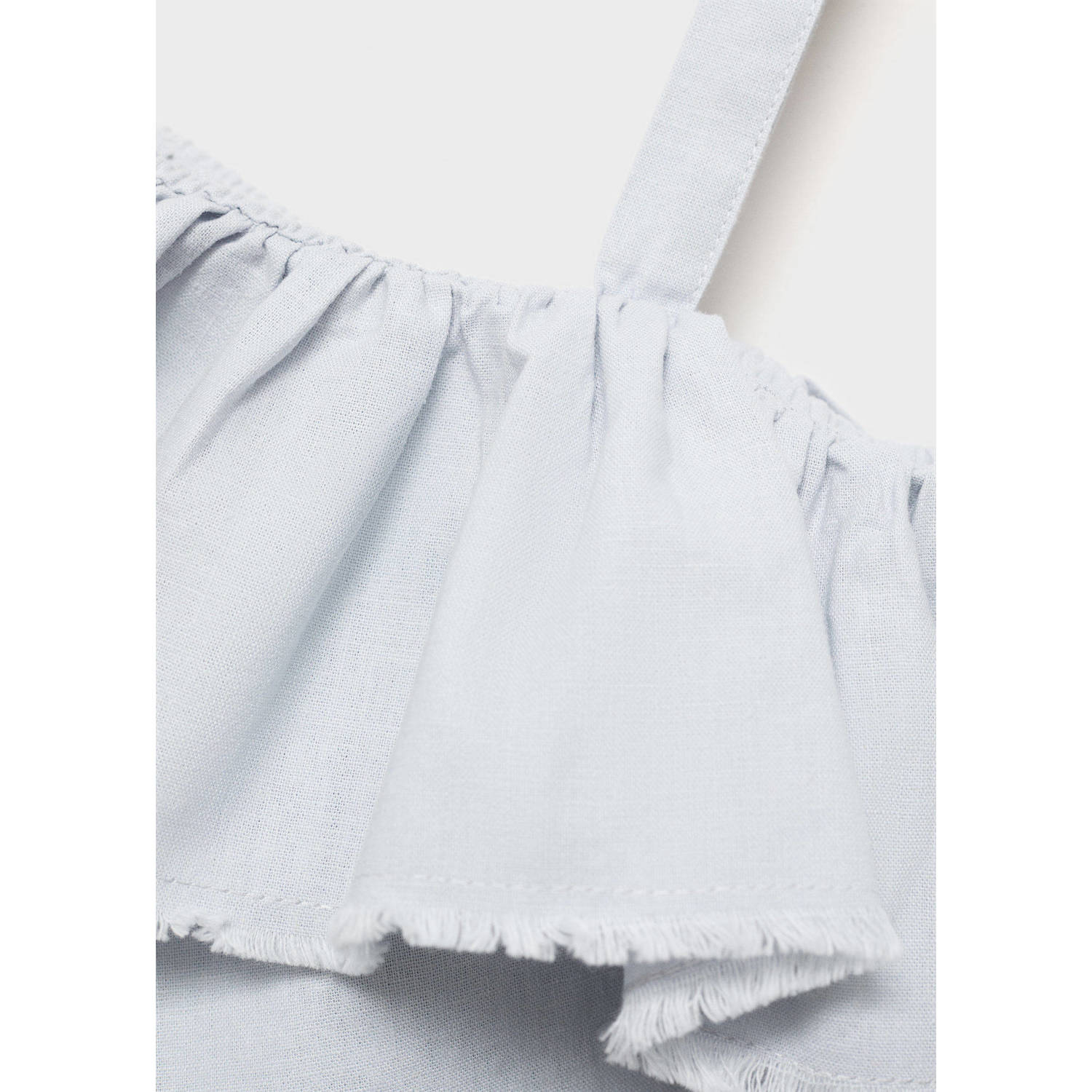 Mango Kids linnen one shoulder top lichtblauw