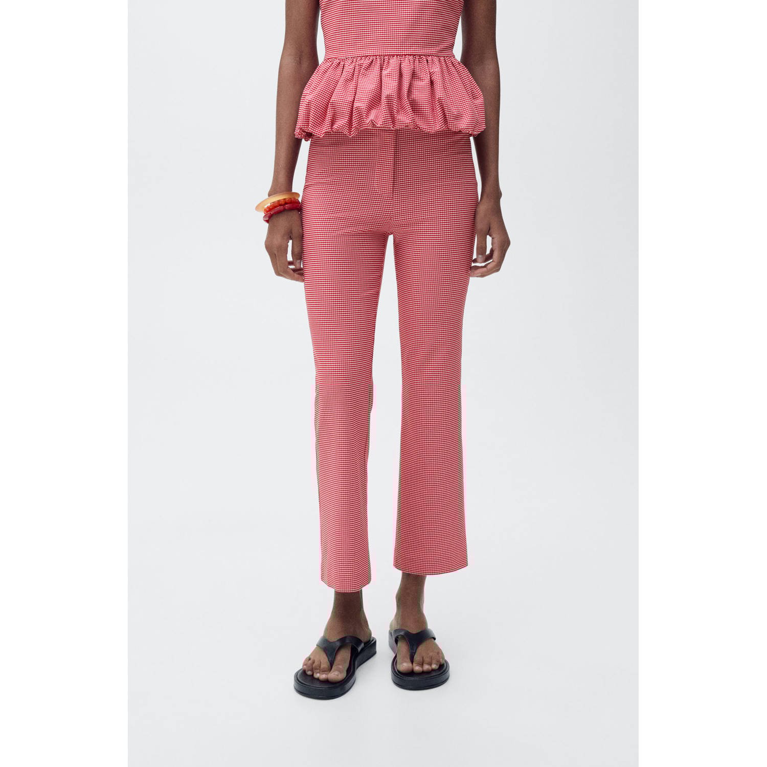 Mango straight high waist casual broek rood