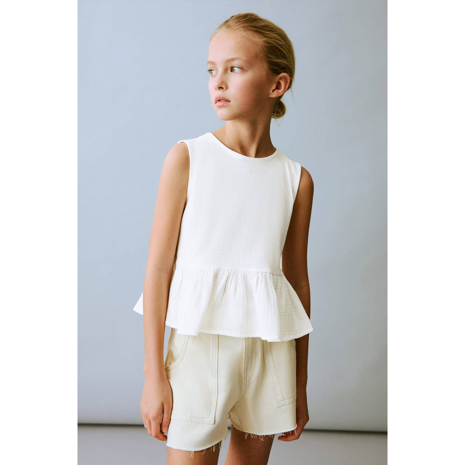 Mango Kids denim short lichtgeel