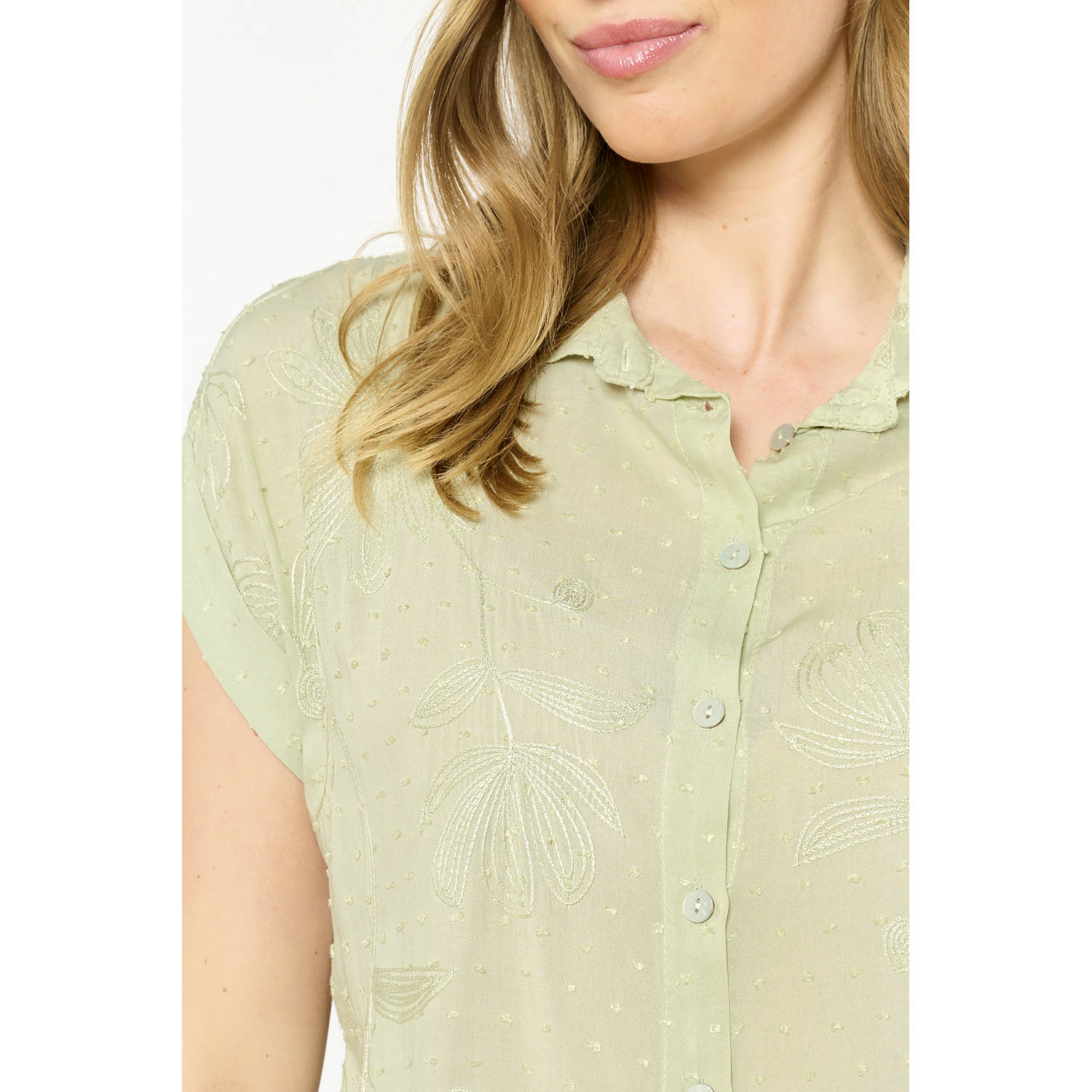 LOLALIZA blouse lichtgroen broderie