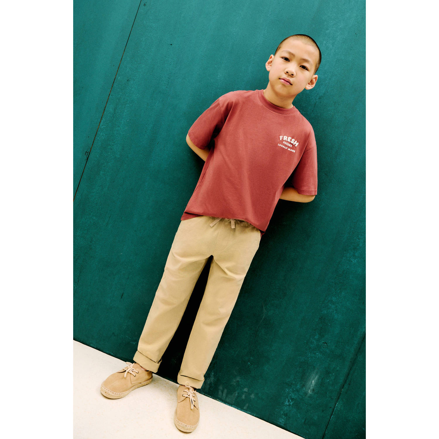 Mango Kids linnen casual broek beige