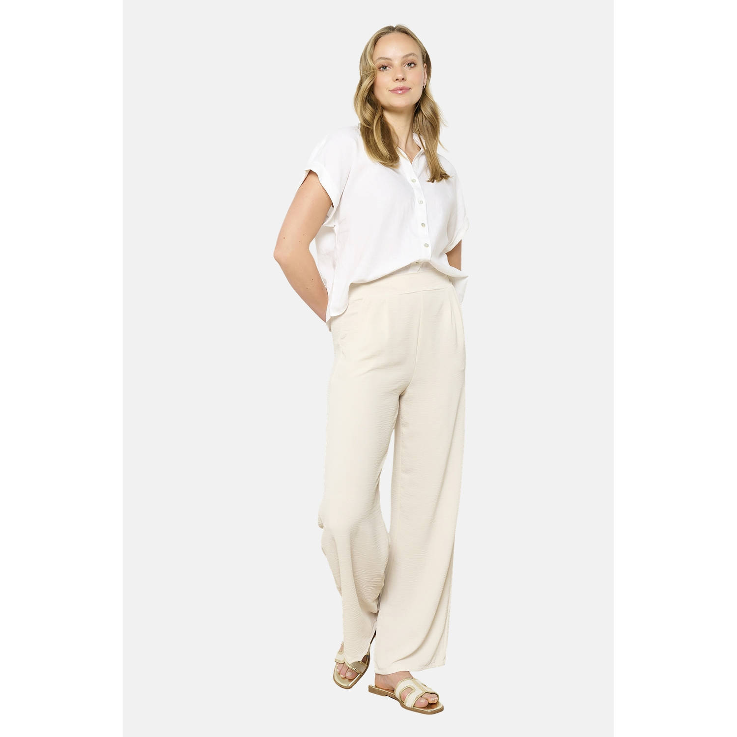 LOLALIZA wide leg broek ecru