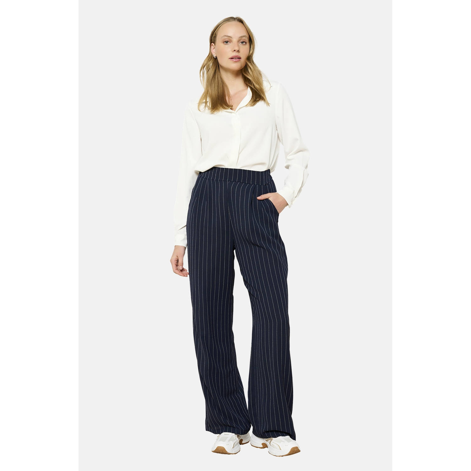 LOLALIZA Romy Monteiro x Wehkamp wide leg pantalon donkerblauw