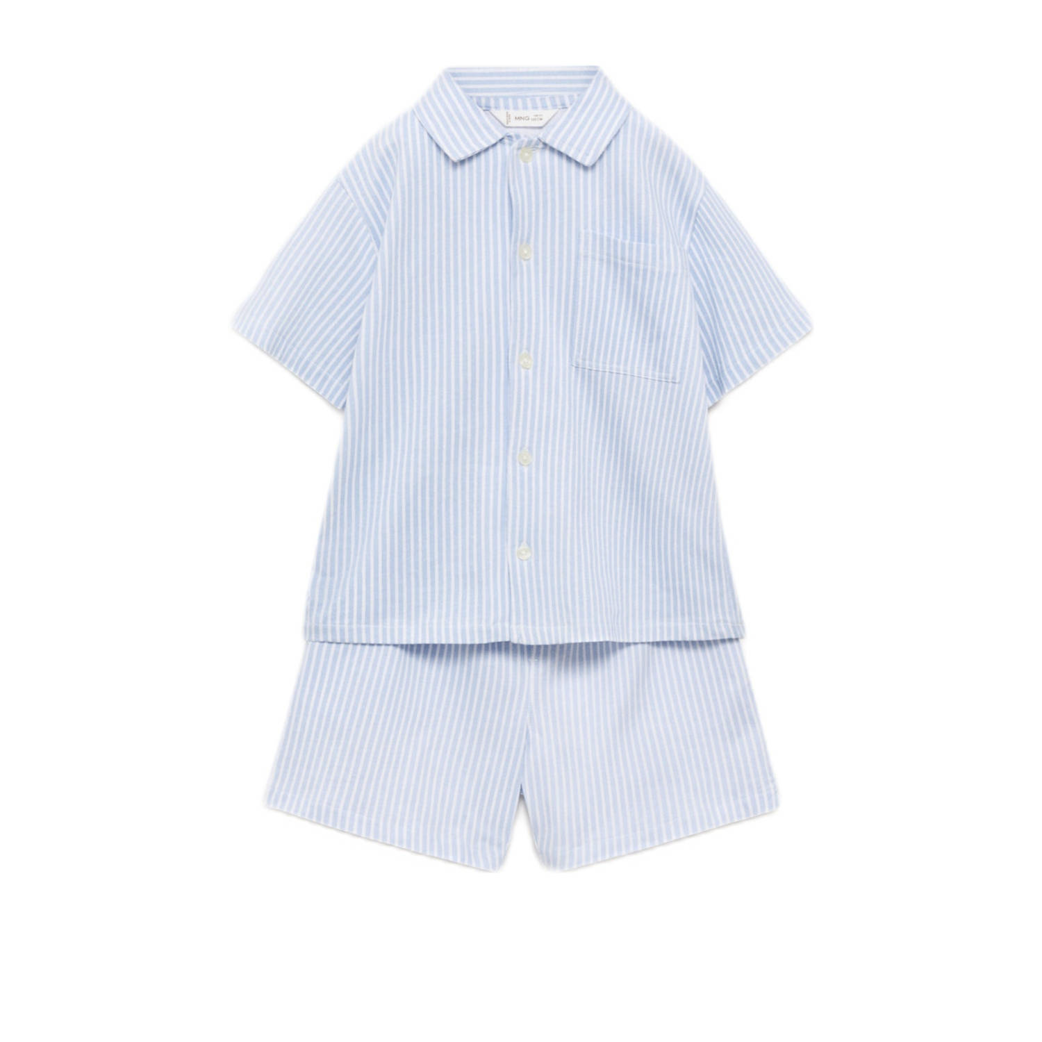 Mango Kids shortama lichtblauw wit