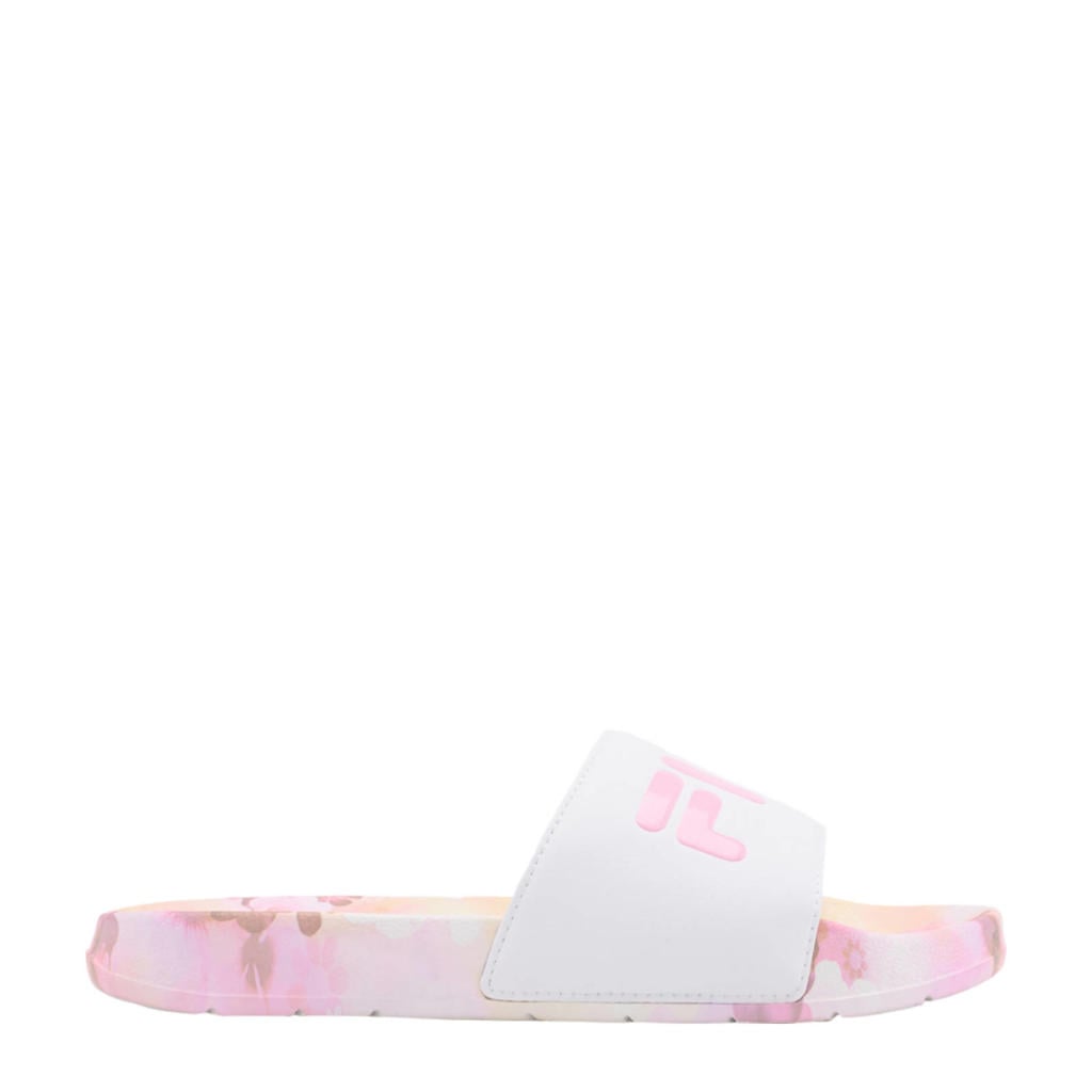 Roze dames Fila badslippers van imitatie leer/synthetisch/rubber