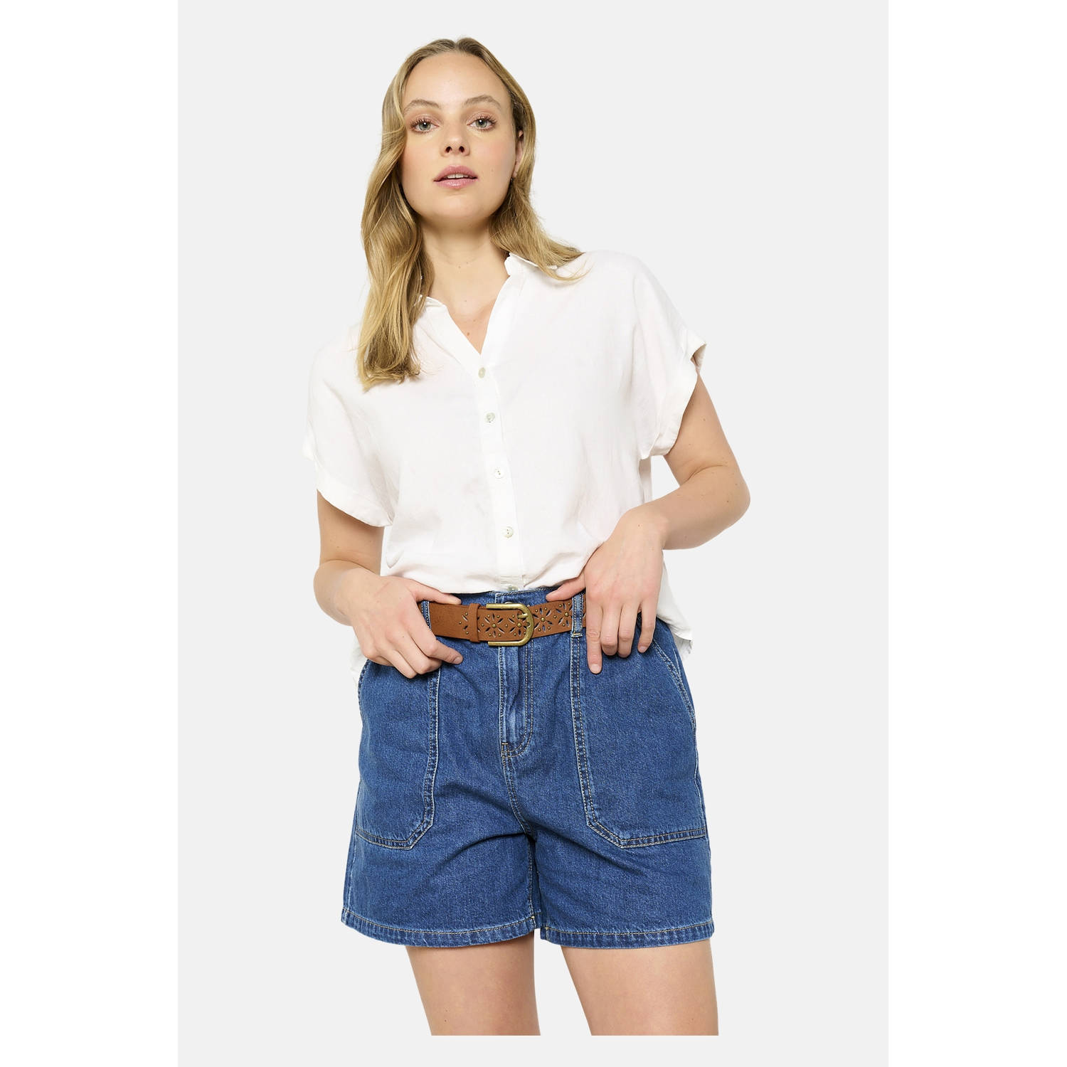 LOLALIZA denim high waist denim short medium blue denim