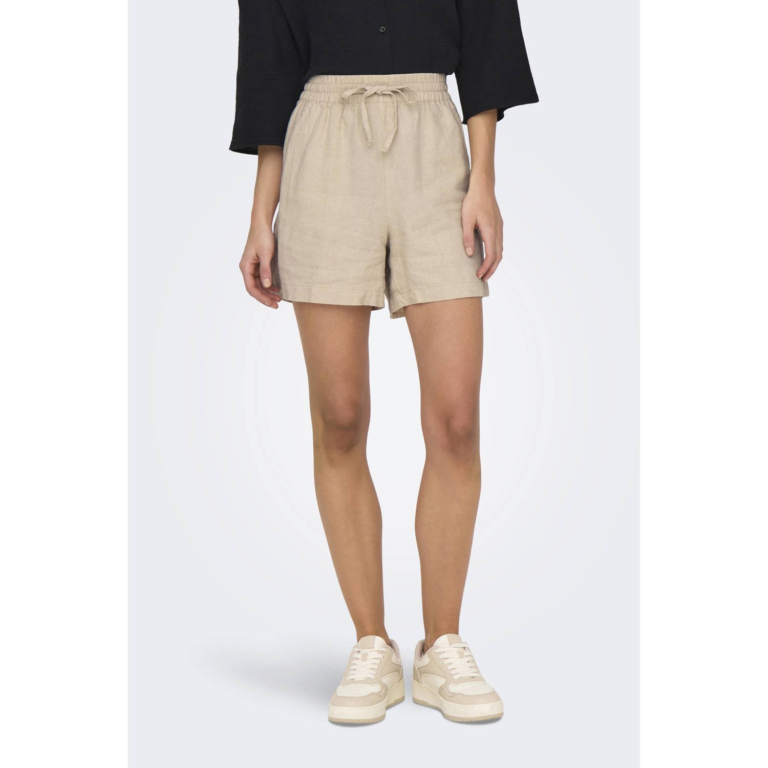 JDY straight high waist casual short crème